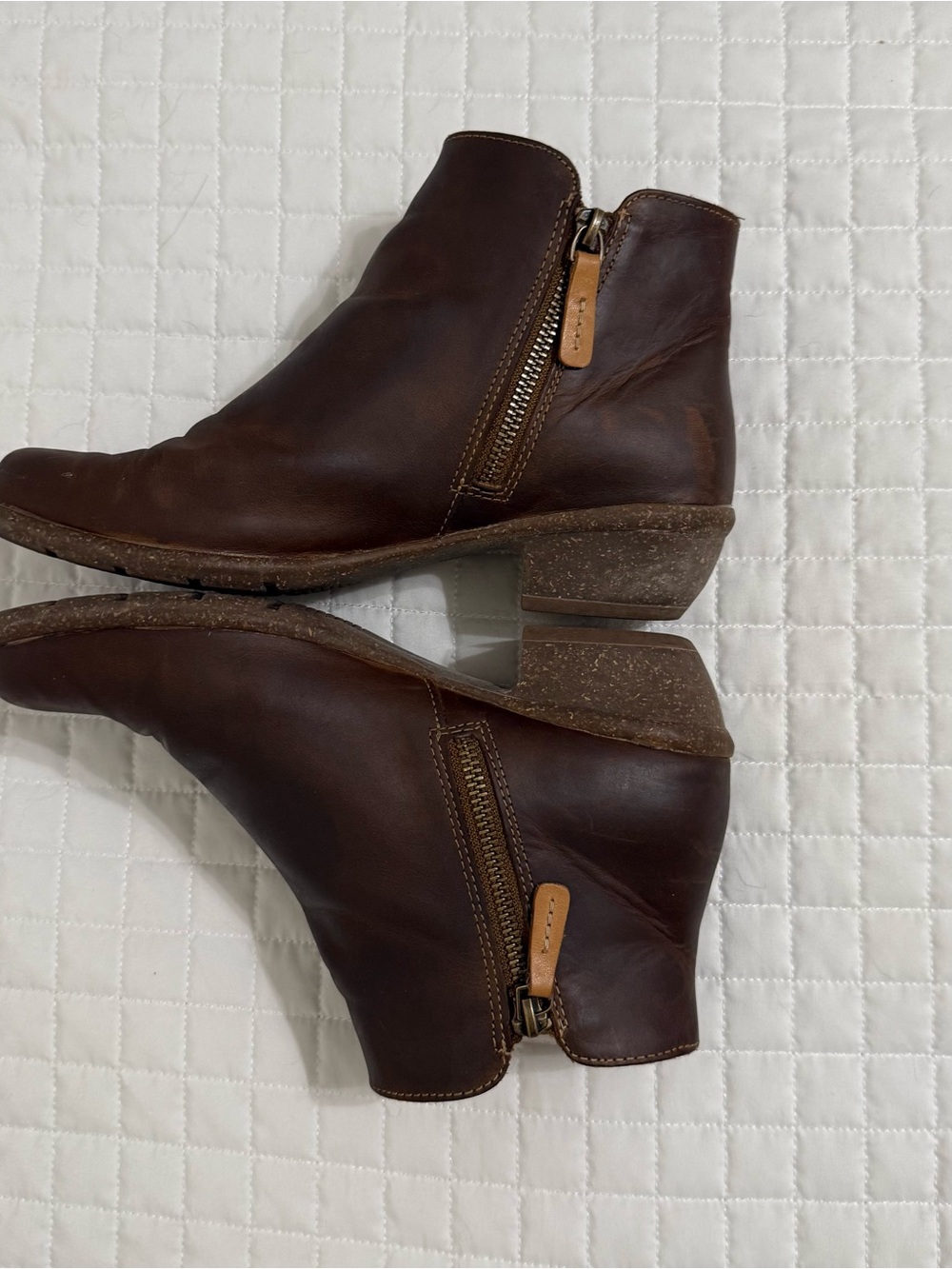 Clarks Chocolate Brown Leather Side-Zip Ankle Booties